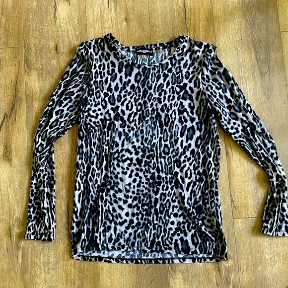 COPY - Karl lagerfeld animal print long sleeved top size medium - Picture 1 of 5